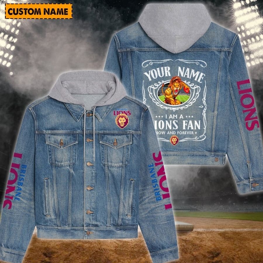 Brisbane Lions New Personalized Hooded Denim Jacket For Fans
