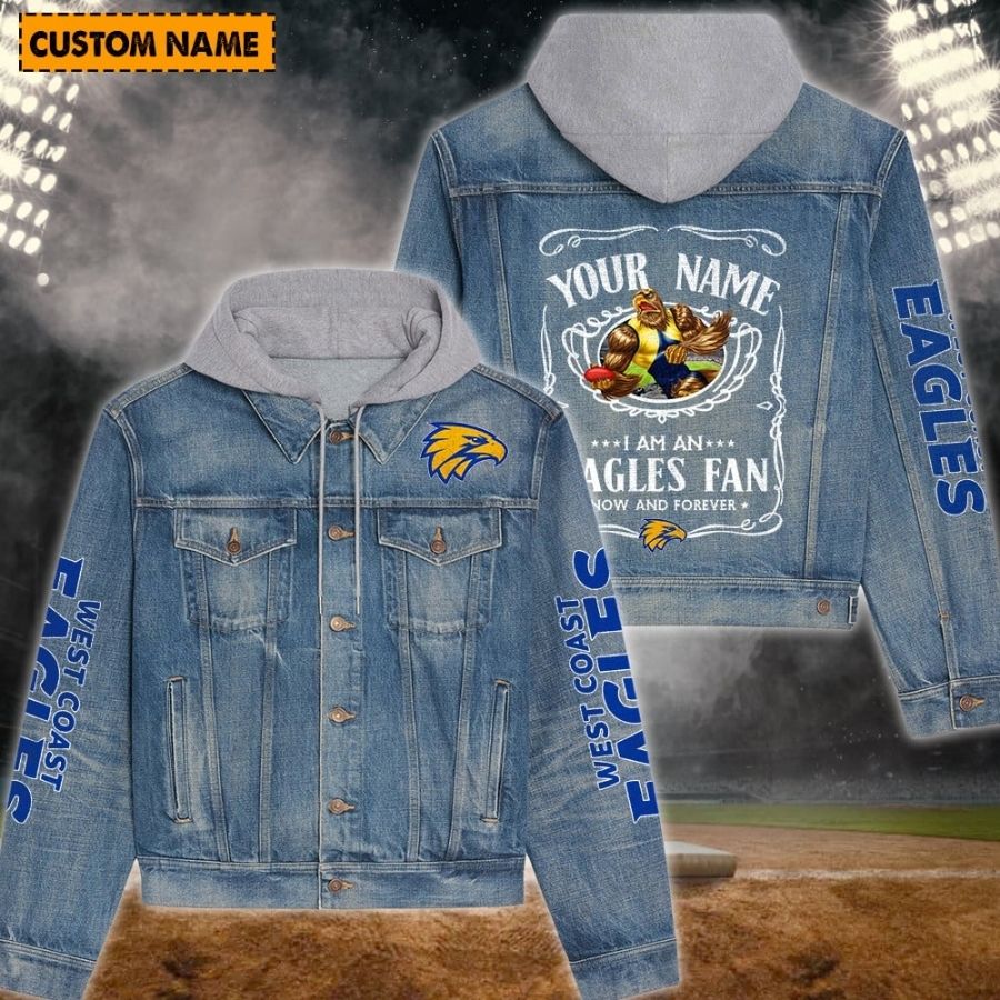 West Coast Eagles New Personalized Hooded Denim Jacket For Fans