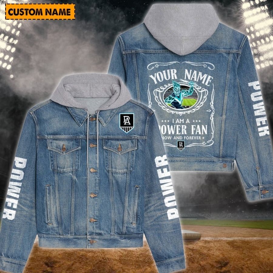 Port Adelaide New Personalized Hooded Denim Jacket For Fans