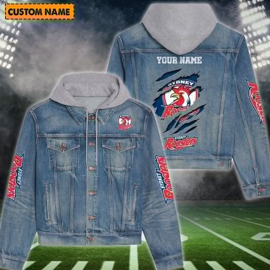 Sydney Roosters New Personalized Hooded Denim Jacket For Fans
