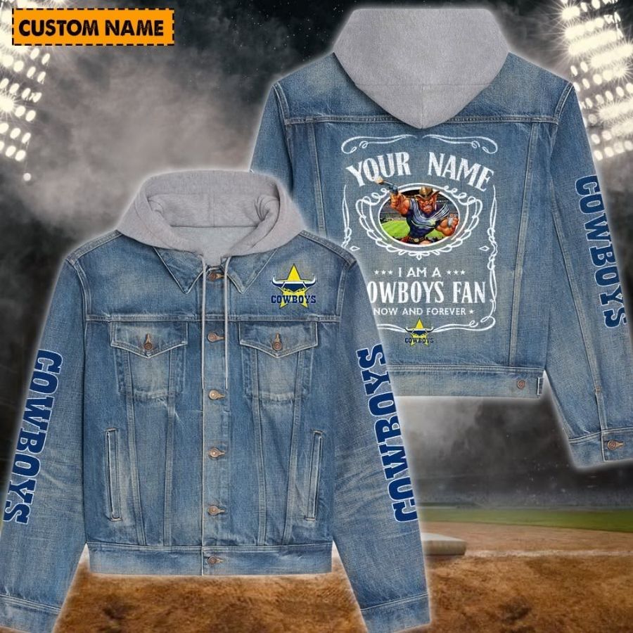 North Queensland Cowboys New Personalized Hooded Denim Jacket For Fans