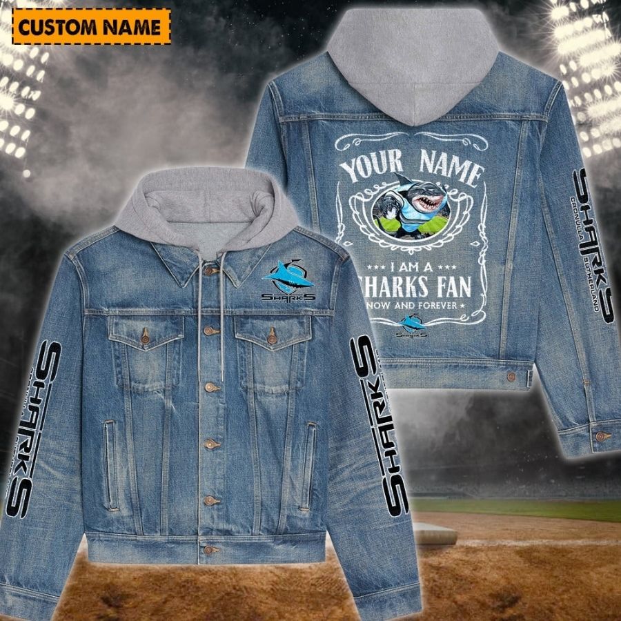 Cronulla-Sutherland Sharks New Personalized Hooded Denim Jacket For Fans