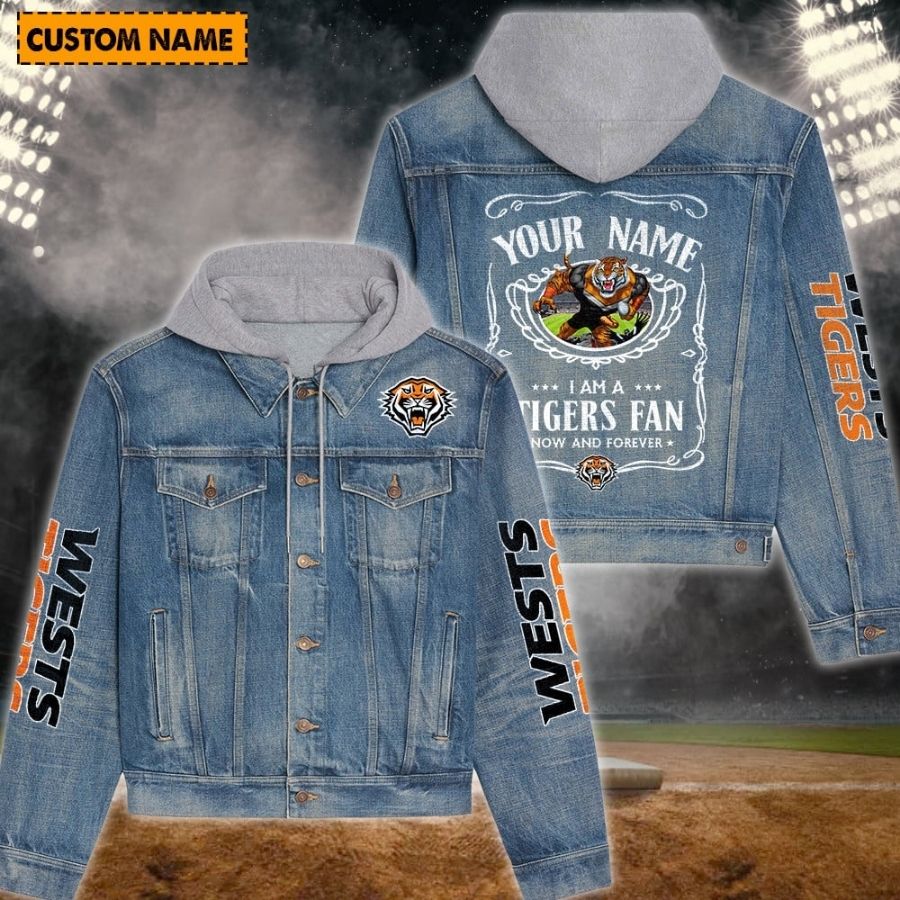 Wests Tigers New Personalized Hooded Denim Jacket For Fans