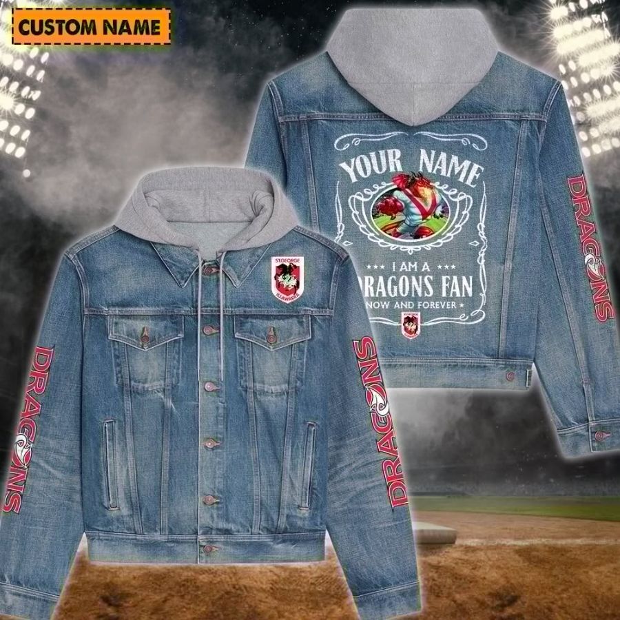 St George Illawarra Dragons New Personalized Hooded Denim Jacket For Fans
