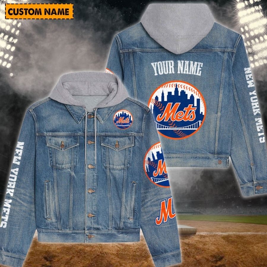 New York Mets New Personalized Hooded Denim Jacket For Fans