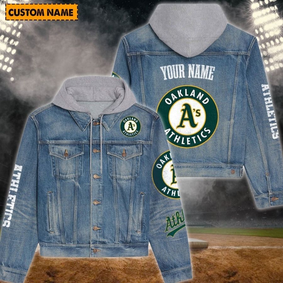 Oakland Athletics New Personalized Hooded Denim Jacket For Fans