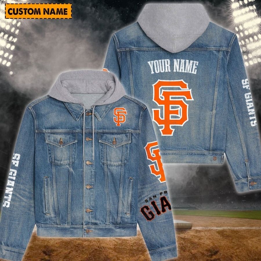 San Francisco Giants New Personalized Hooded Denim Jacket For Fans