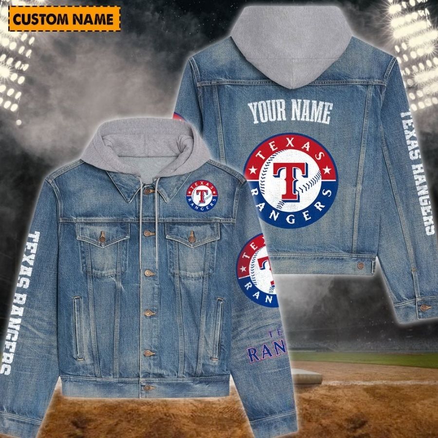 Texas Rangers New Personalized Hooded Denim Jacket For Fans