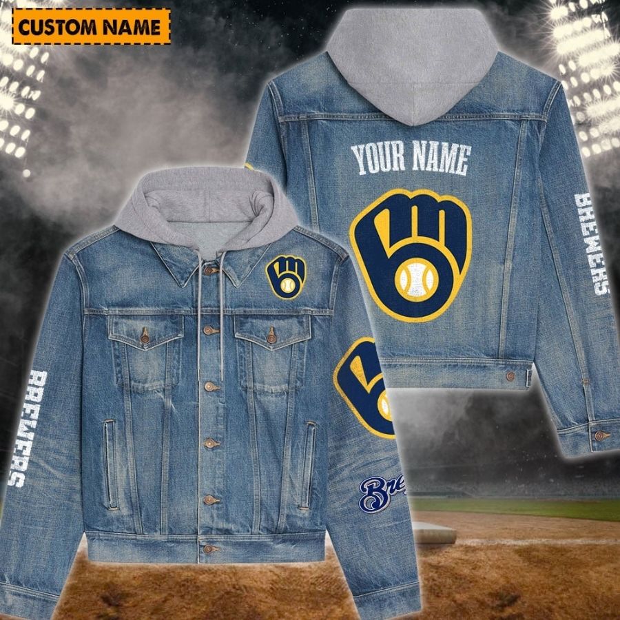 Milwaukee Brewers New Personalized Hooded Denim Jacket For Fans