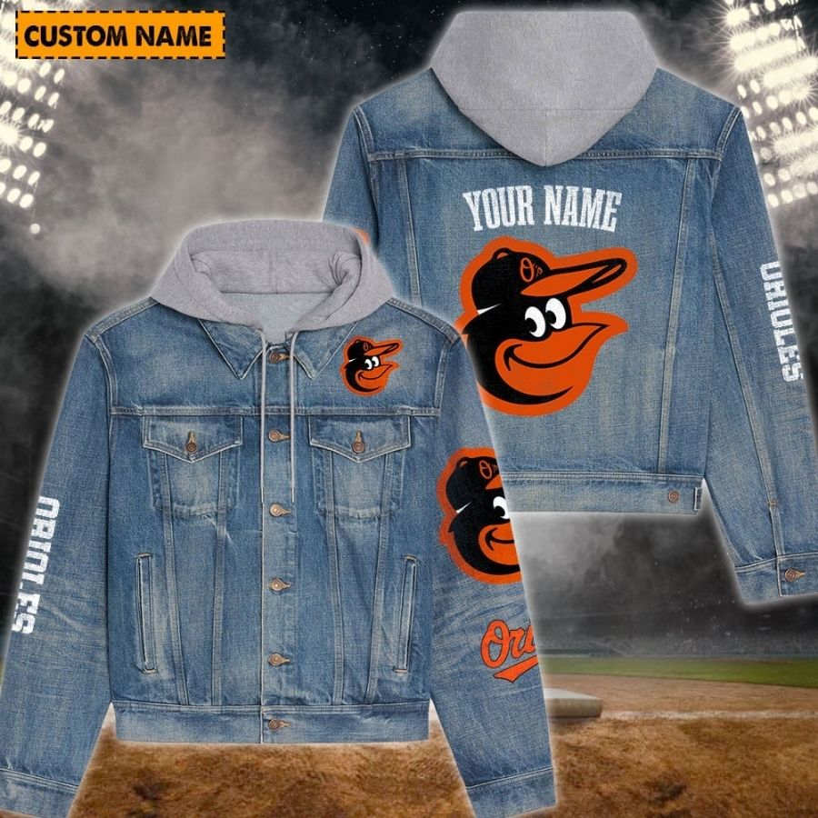 Baltimore Orioles New Personalized Hooded Denim Jacket For Fans