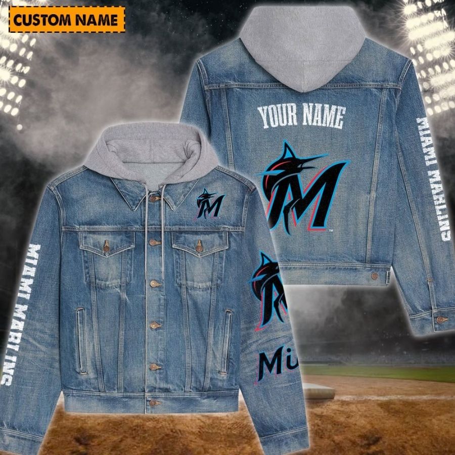 Miami Marlins New Personalized Hooded Denim Jacket For Fans