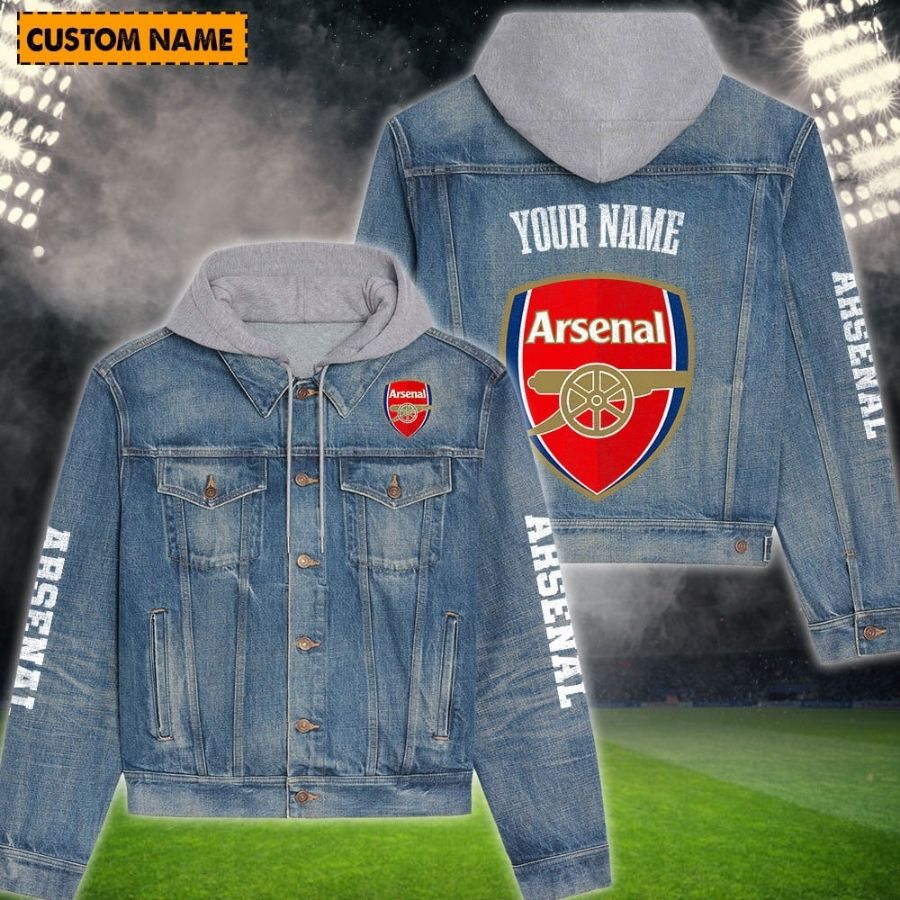 Arsenal New Personalized Hooded Denim Jacket For Fans