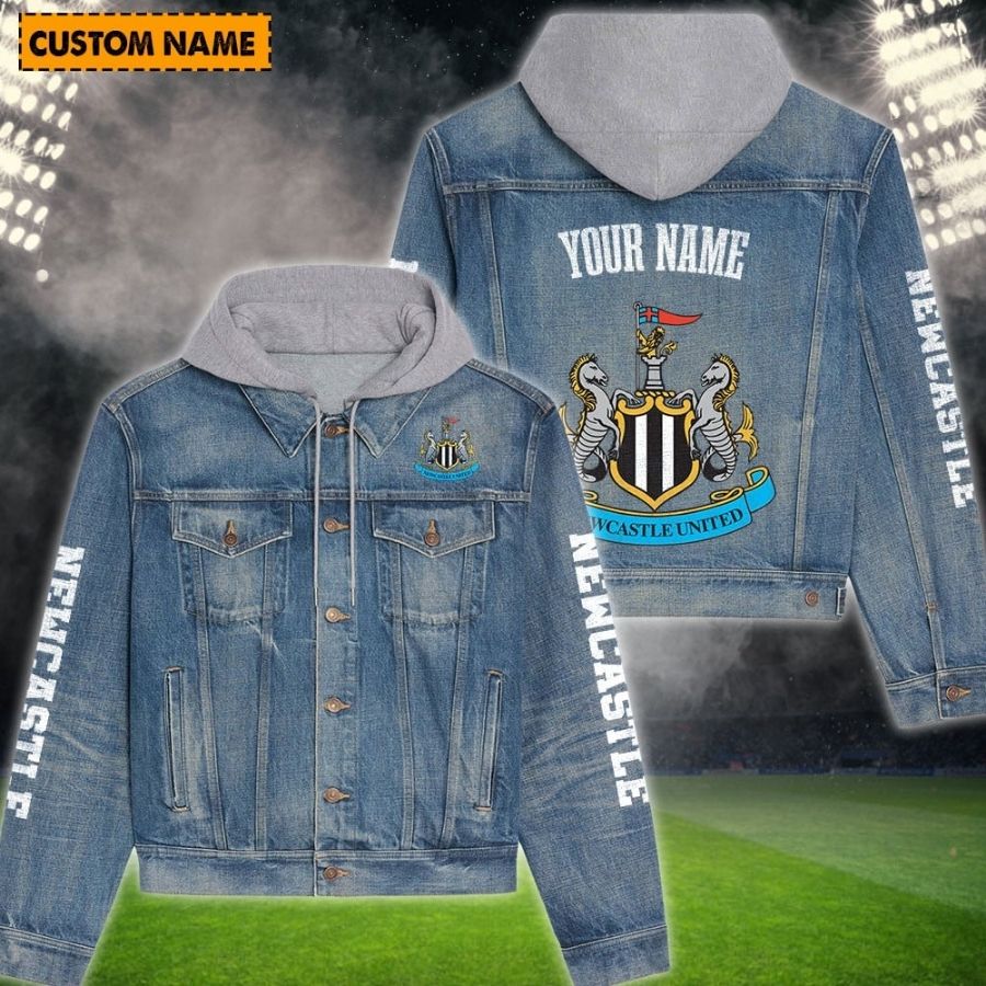 Newcastle United New Personalized Hooded Denim Jacket For Fans