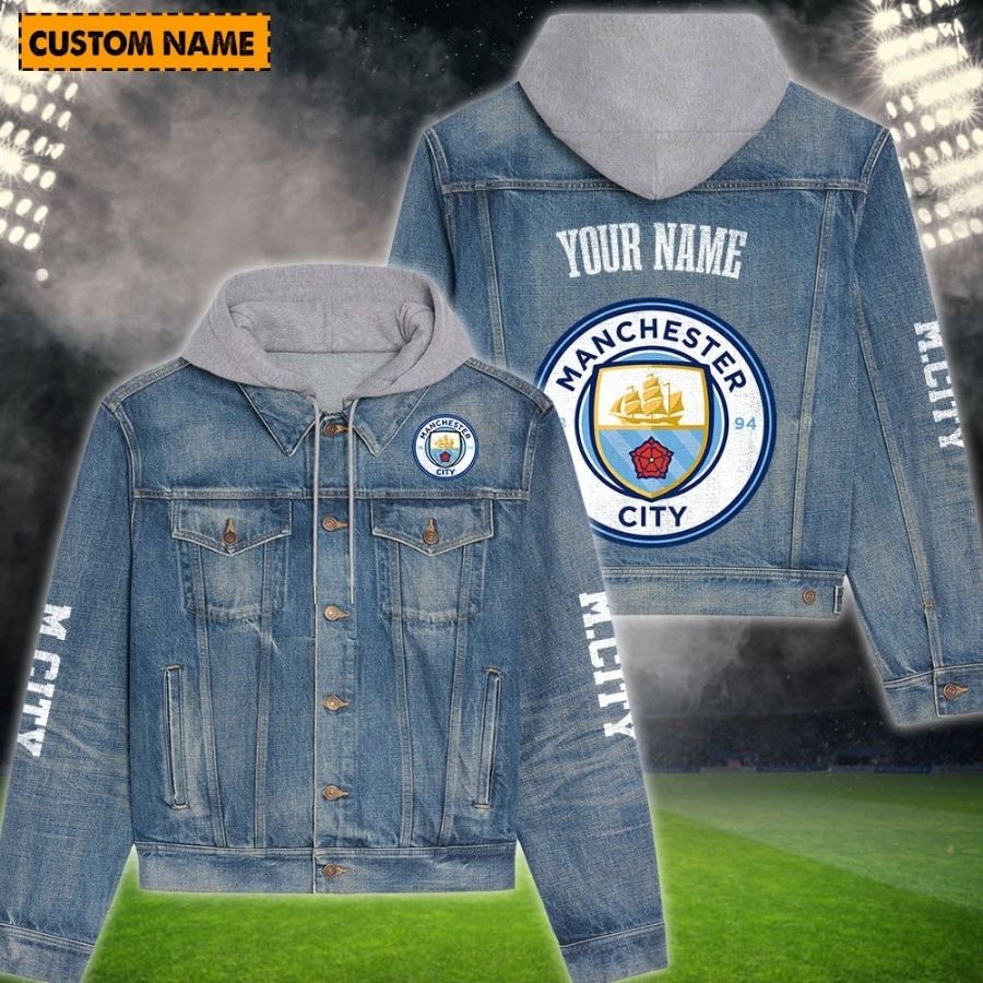 Manchester City New Personalized Hooded Denim Jacket For Fans