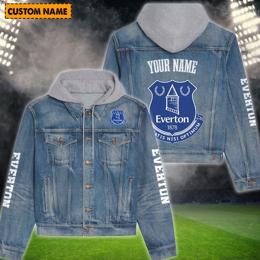 Everton New Personalized Hooded Denim Jacket For Fans