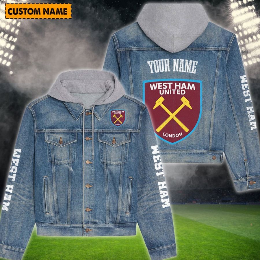 West Ham United New Personalized Hooded Denim Jacket For Fans