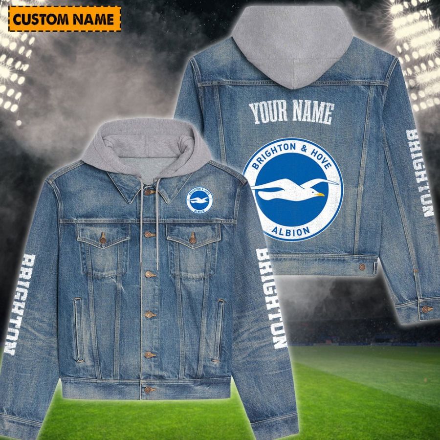 Brighton & Hove Albion New Personalized Hooded Denim Jacket For Fans