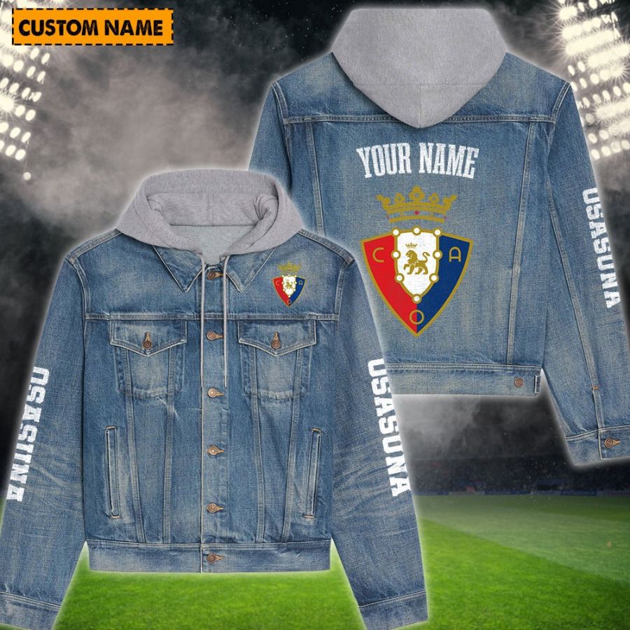 Osasuna New Personalized Hooded Denim Jacket For Fans