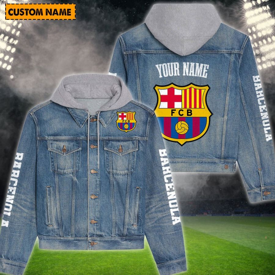 Barcelona New Personalized Hooded Denim Jacket For Fans