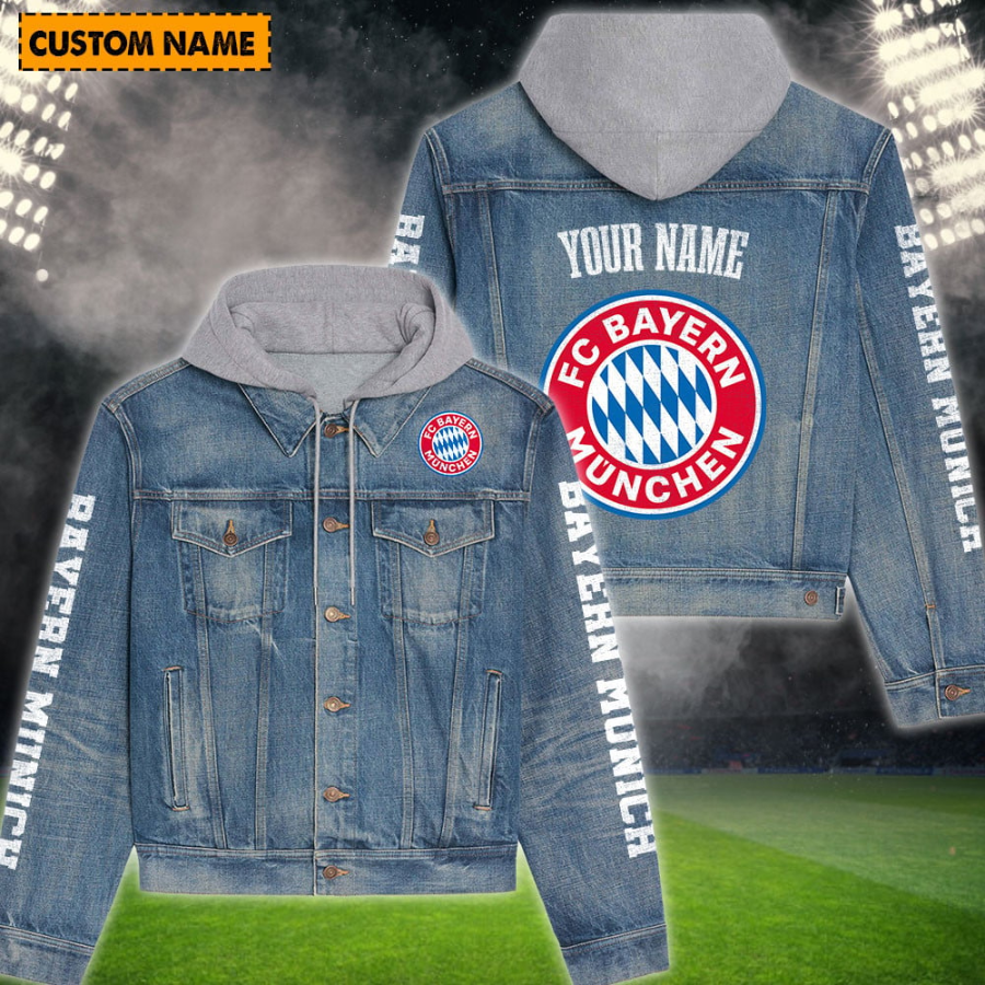 Fc Bayern Munchen New Personalized Hooded Denim Jacket For Men Women For Fans