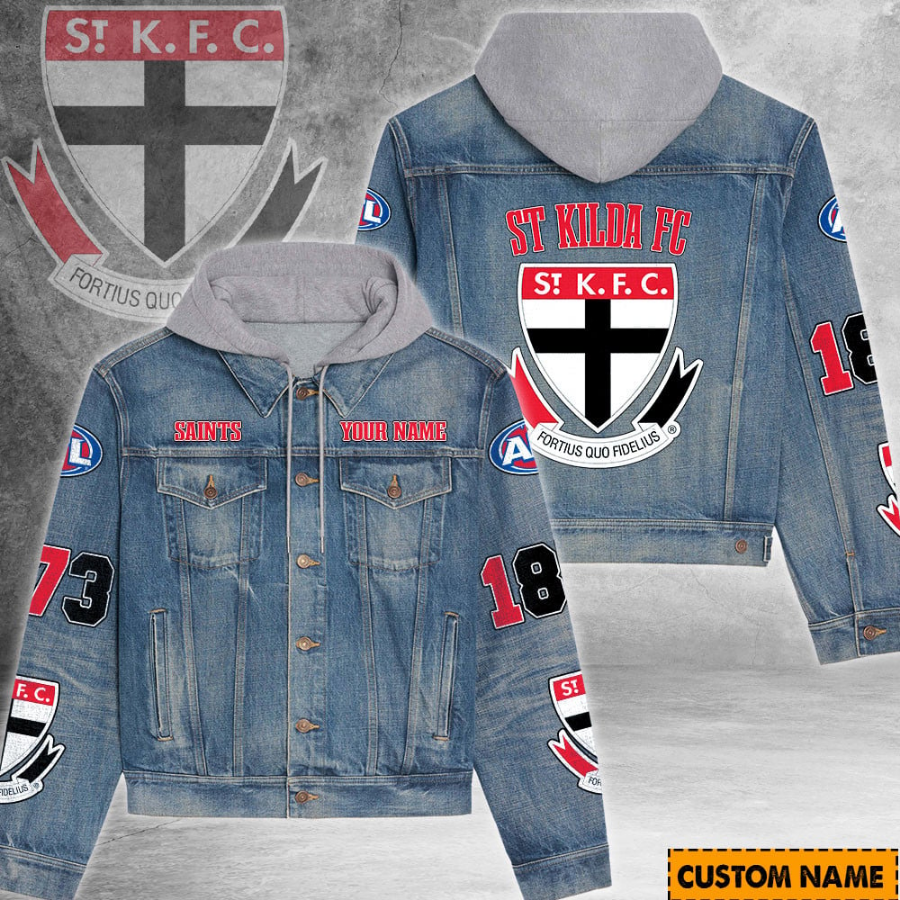 St Kilda Afl Personalized Hooded Denim Jacket For Fan