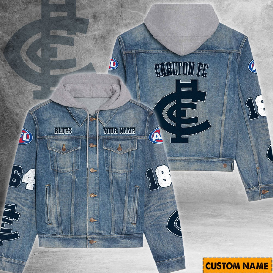 Carlton Afl Personalized Hooded Denim Jacket For Fan