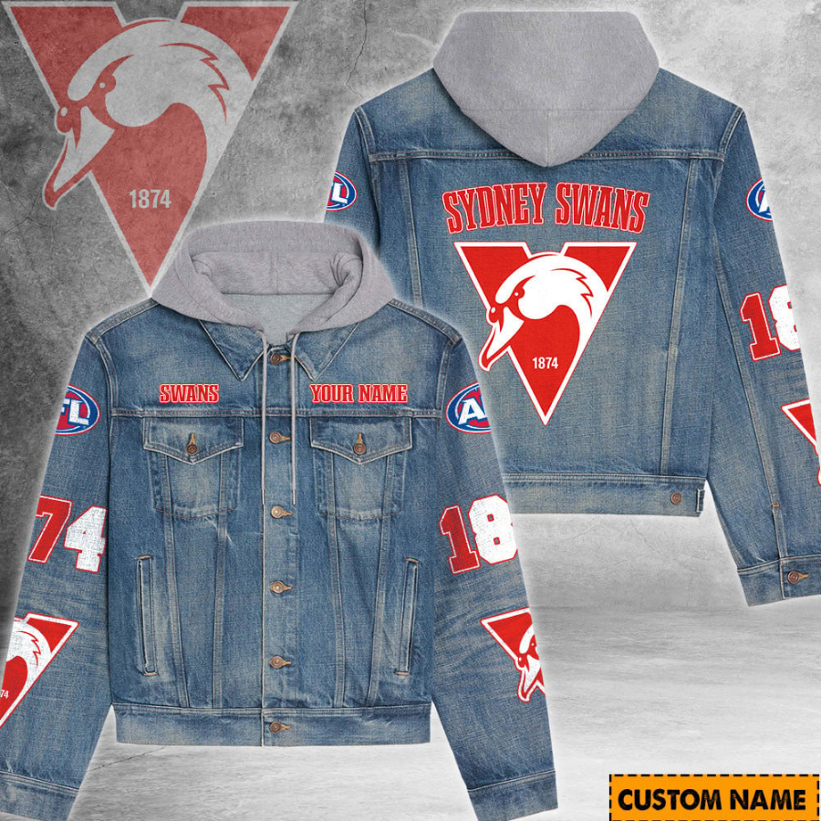 Sydney Swans Afl Personalized Hooded Denim Jacket For Fan