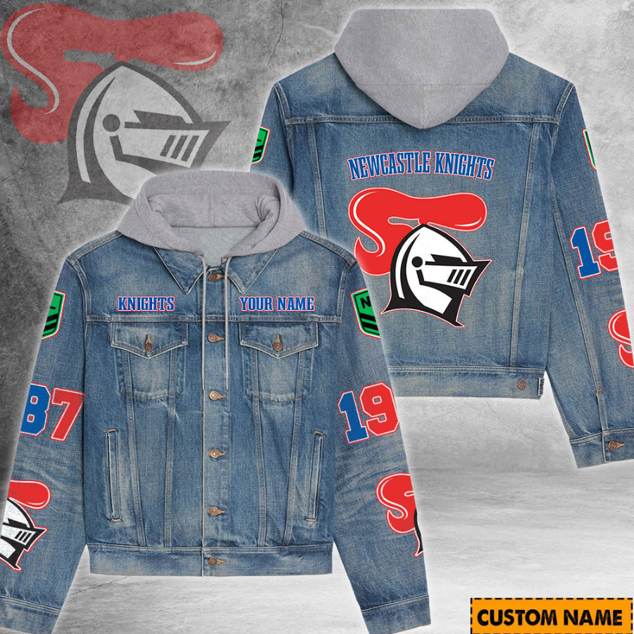 Newcastle Knights Nrl Personalized Hooded Denim Jacket For Fan
