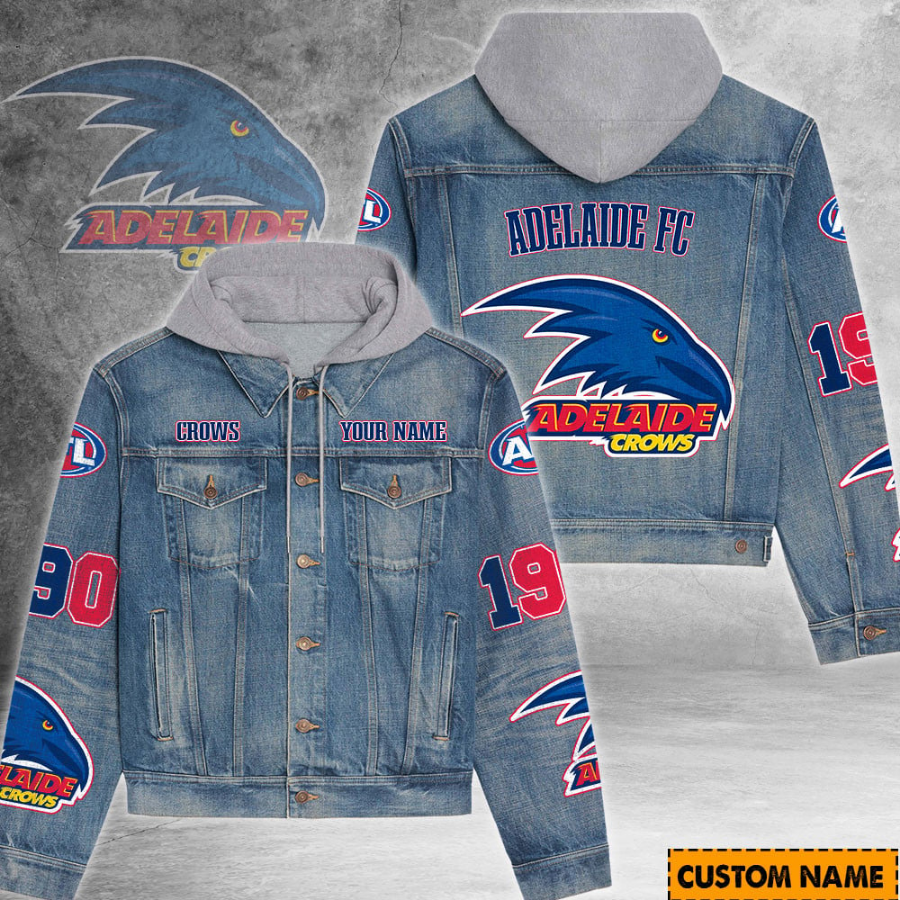 Adelaide Afl Personalized Hooded Denim Jacket For Fan