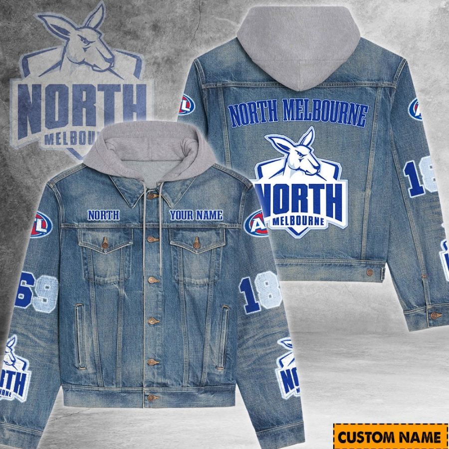 North Melbourne Afl Personalized Hooded Denim Jacket For Fan