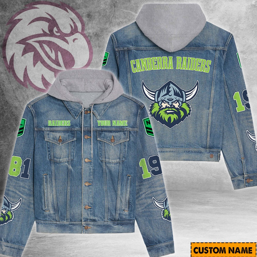 Canberra Raiders Nrl Personalized Hooded Denim Jacket For Fan