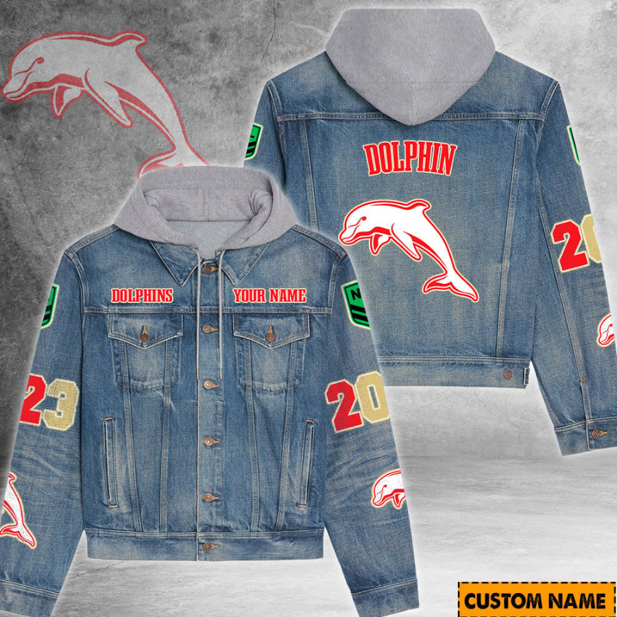 Dolphins Nrl Personalized Hooded Denim Jacket For Fan