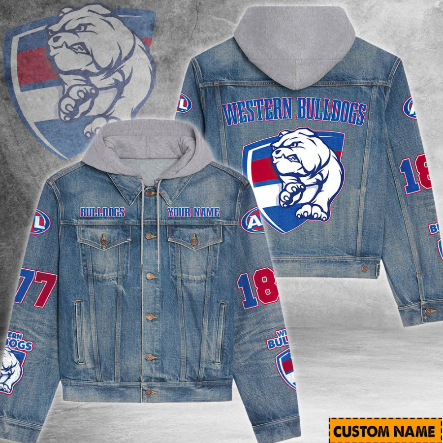 Western Bulldogs Afl Personalized Hooded Denim Jacket For Fan