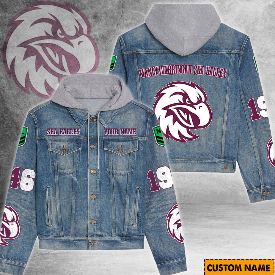 Manly-Warringah Sea Eagles Nrl Personalized Hooded Denim Jacket For Fan