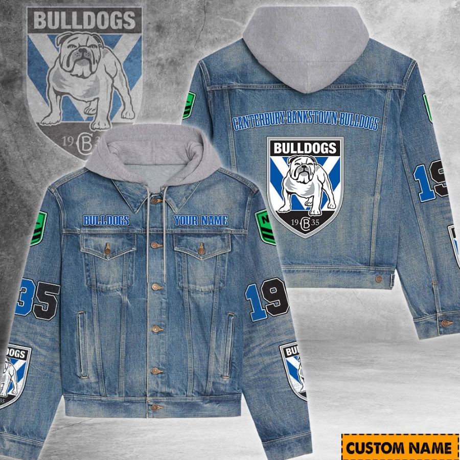 Canterbury-Bankstown Bulldogs Nrl Personalized Hooded Denim Jacket For Fan