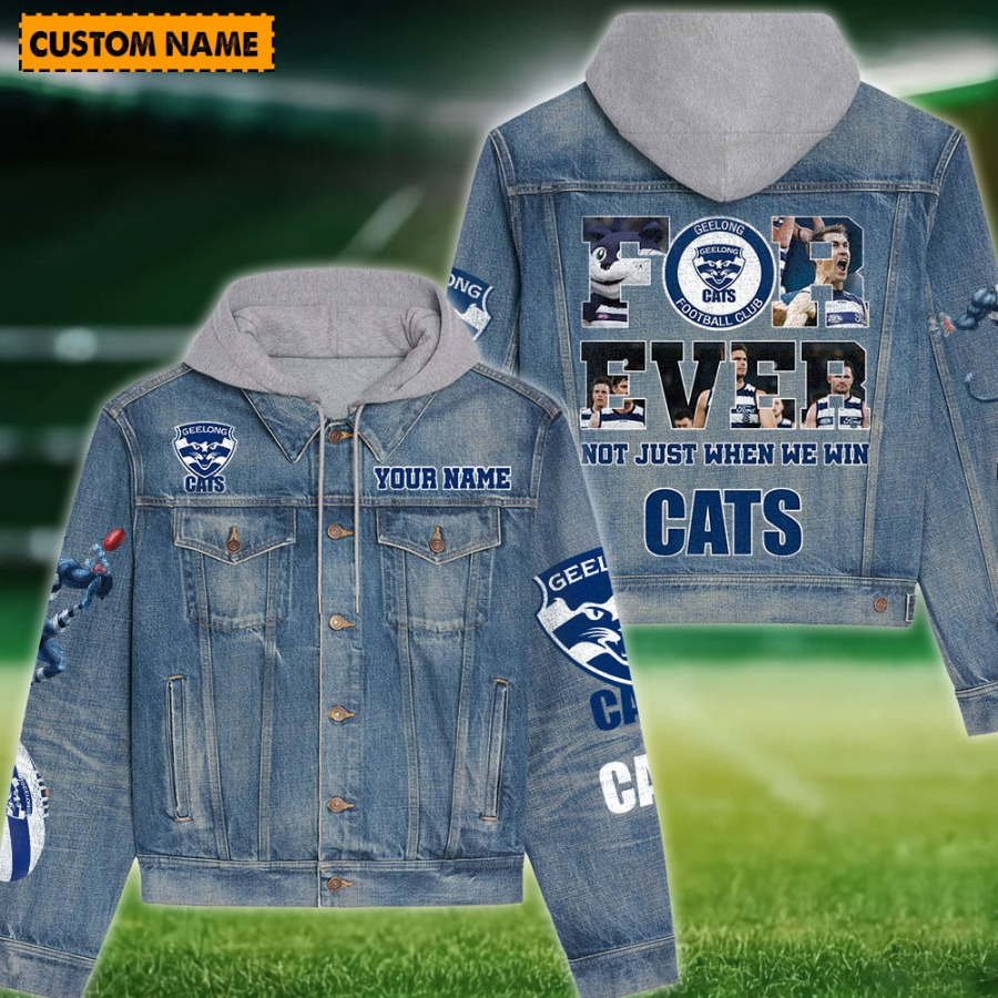 Geelong New Personalized Hooded Denim Jacket For Fans
