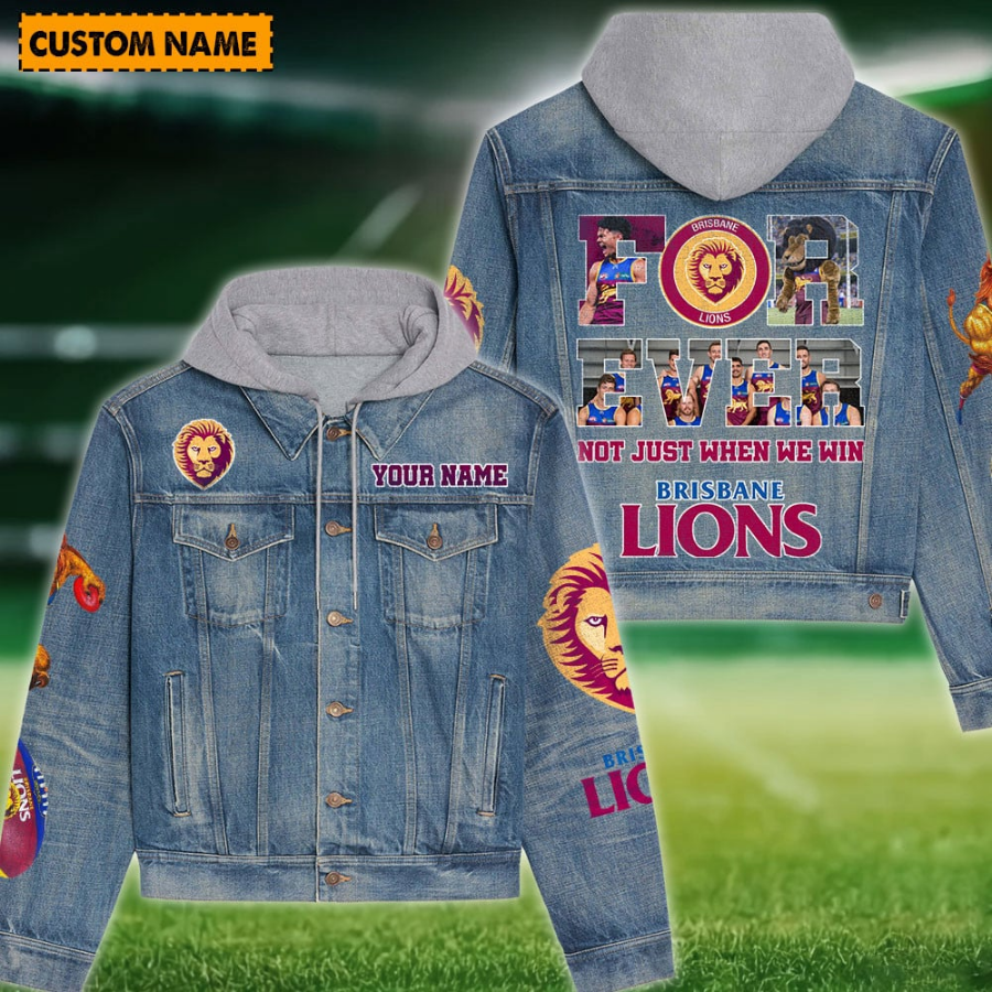 Brisbane Lions New Personalized Hooded Denim Jacket For Fans