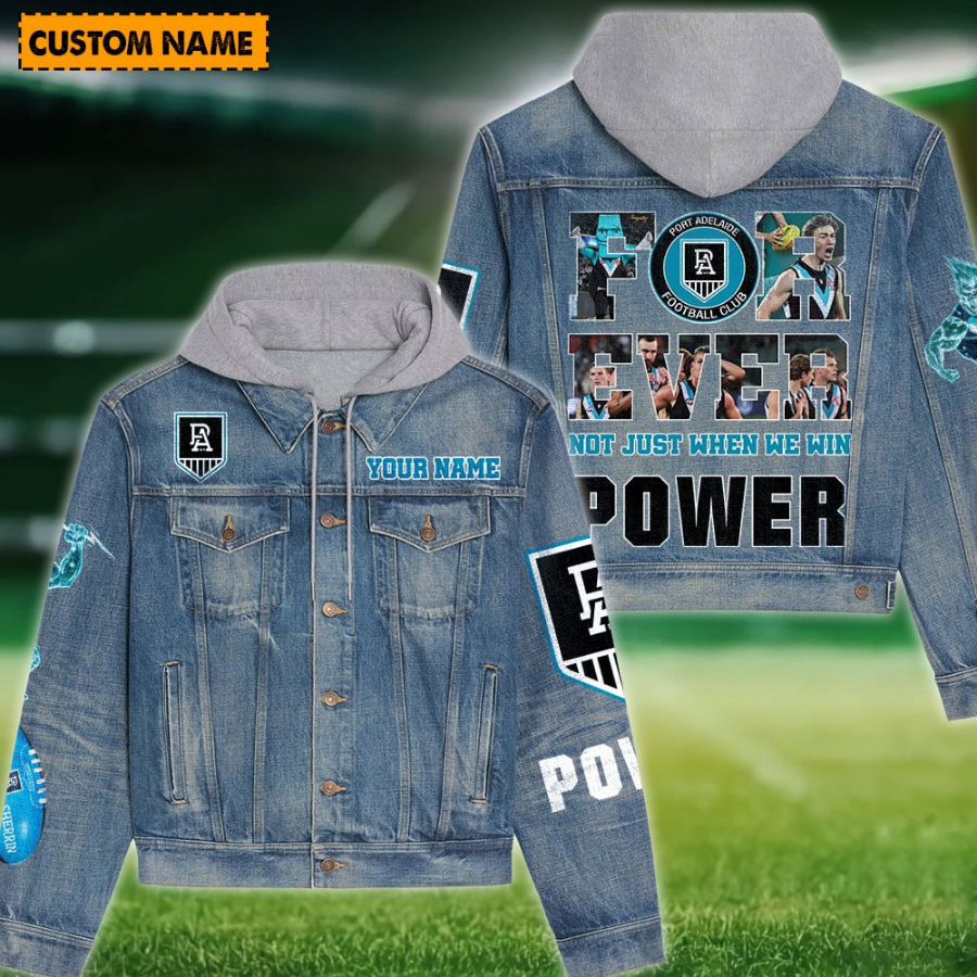 Port Adelaide New Personalized Hooded Denim Jacket For Fans