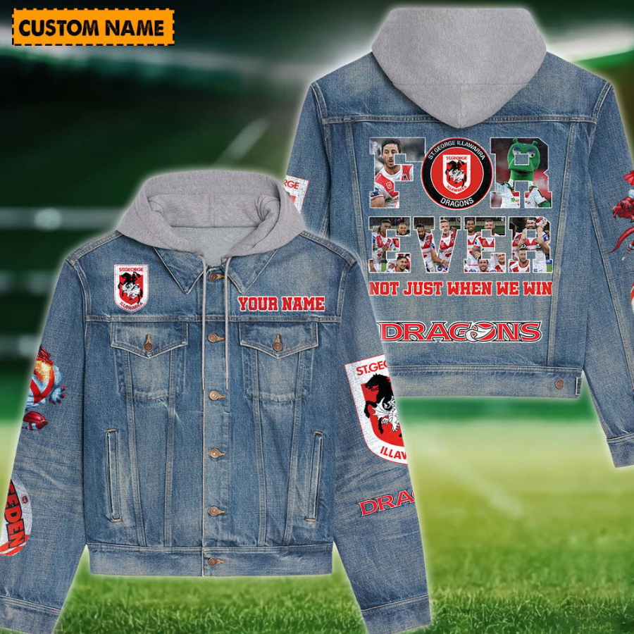 St. George Illawarra Dragons New Personalized Hooded Denim Jacket For Men Women Sport Fans