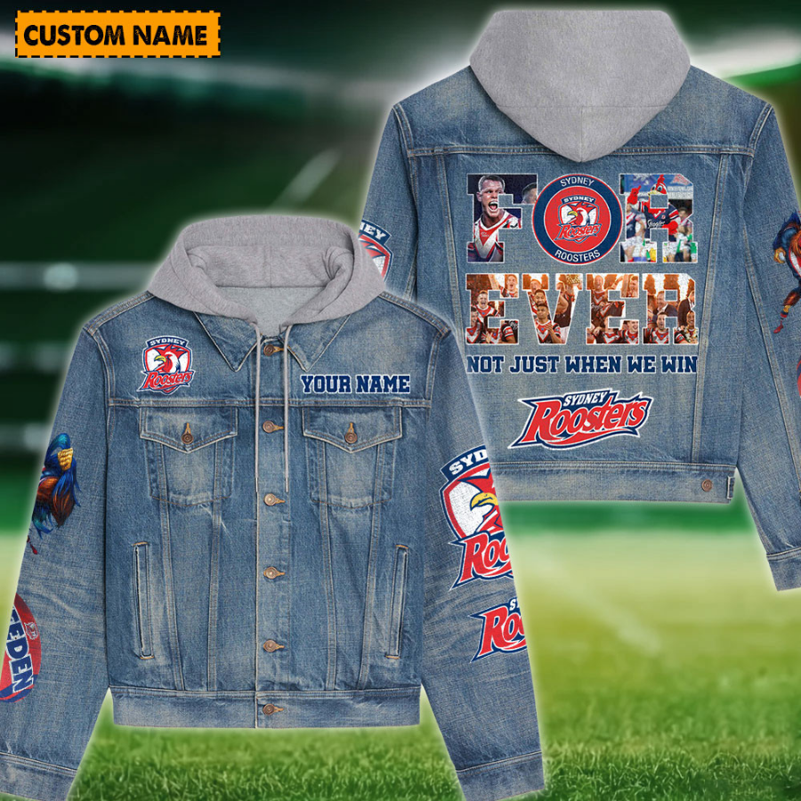 Sydney Roosters New Personalized Hooded Denim Jacket For Men Women Sport Fans