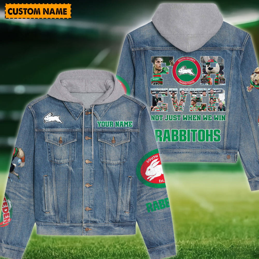 South Sydney Rabbitohs New Personalized Hooded Denim Jacket For Men Women Sport Fans