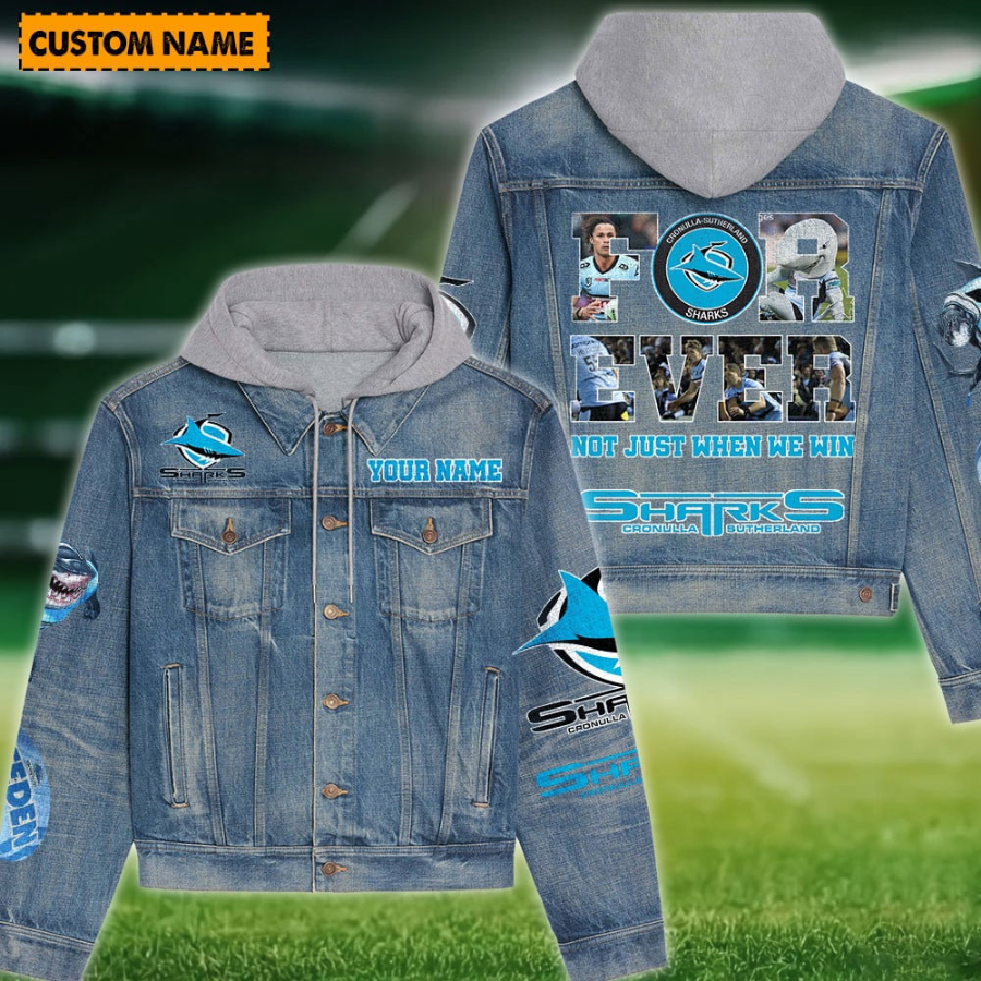 Cronulla-Sutherland Sharks New Personalized Hooded Denim Jacket For Men Women Sport Fans