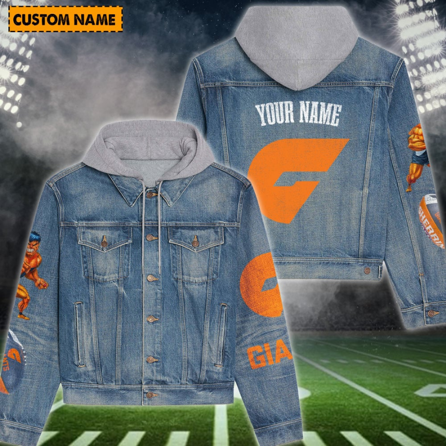 Giants New Personalized Hooded Denim Jacket For Men Women Sport Fans