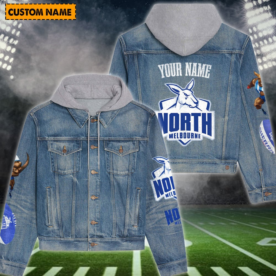 North Melbourne New Personalized Hooded Denim Jacket For Men Women Sport Fans
