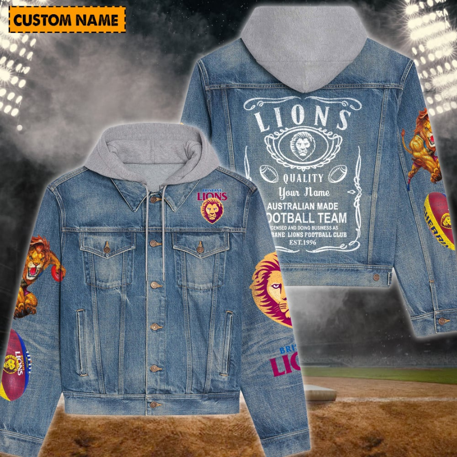 Brisbane Lions New Personalized Hooded Denim Jacket For Fan