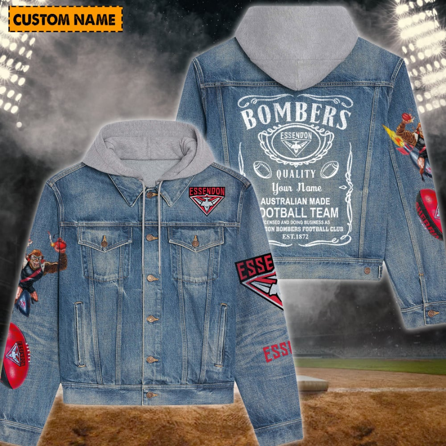 Essendon New Personalized Hooded Denim Jacket For Fan