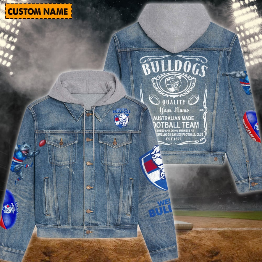 Western Bulldogs New Personalized Hooded Denim Jacket For Fan