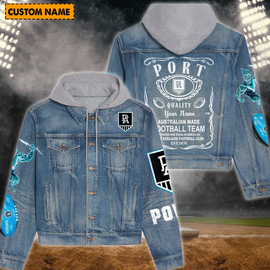 Port Adelaide New Personalized Hooded Denim Jacket For Fan
