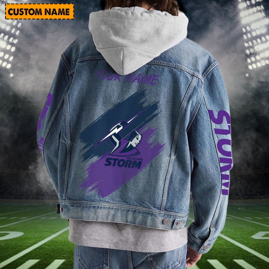 Melbourne Storm New Personalized Hooded Denim Jacket For Fan