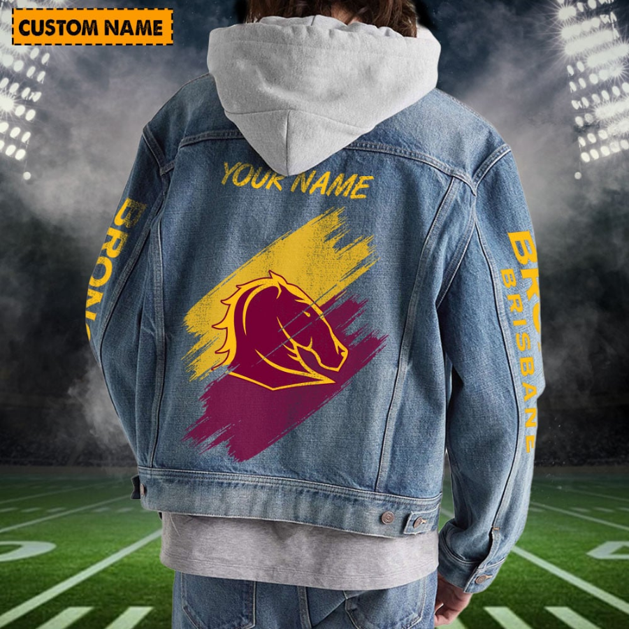 Brisbane Broncos Personalized Hooded Denim Jacket For Fan